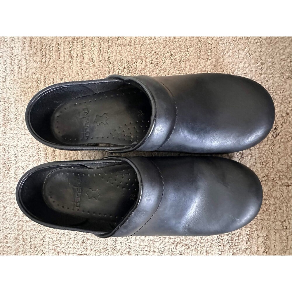 Dansko Professional Black Leather Clogs Size 36 Slip On Comfort Work Shoes - Picture 5 of 6